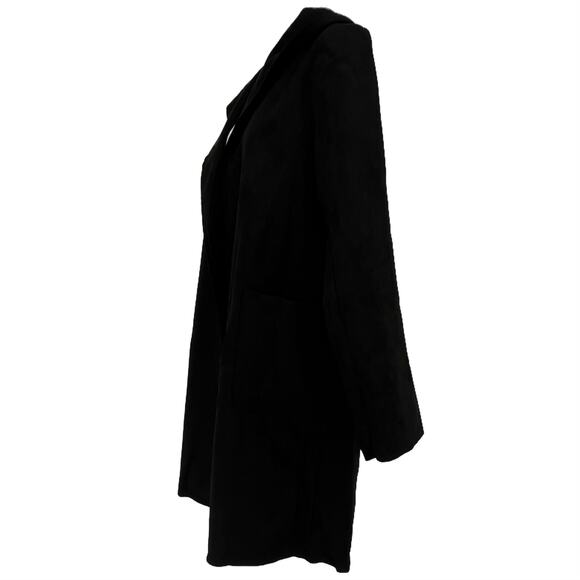 HyFve Women's Perfect Match Faux Suede Hooded Coat in Black Size Medium - Picture 3 of 6